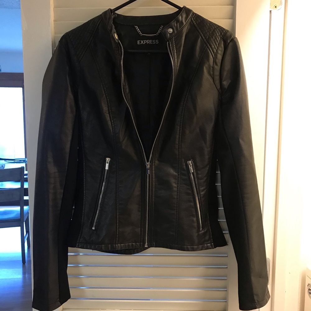 Express Vegan leather moto jacket
